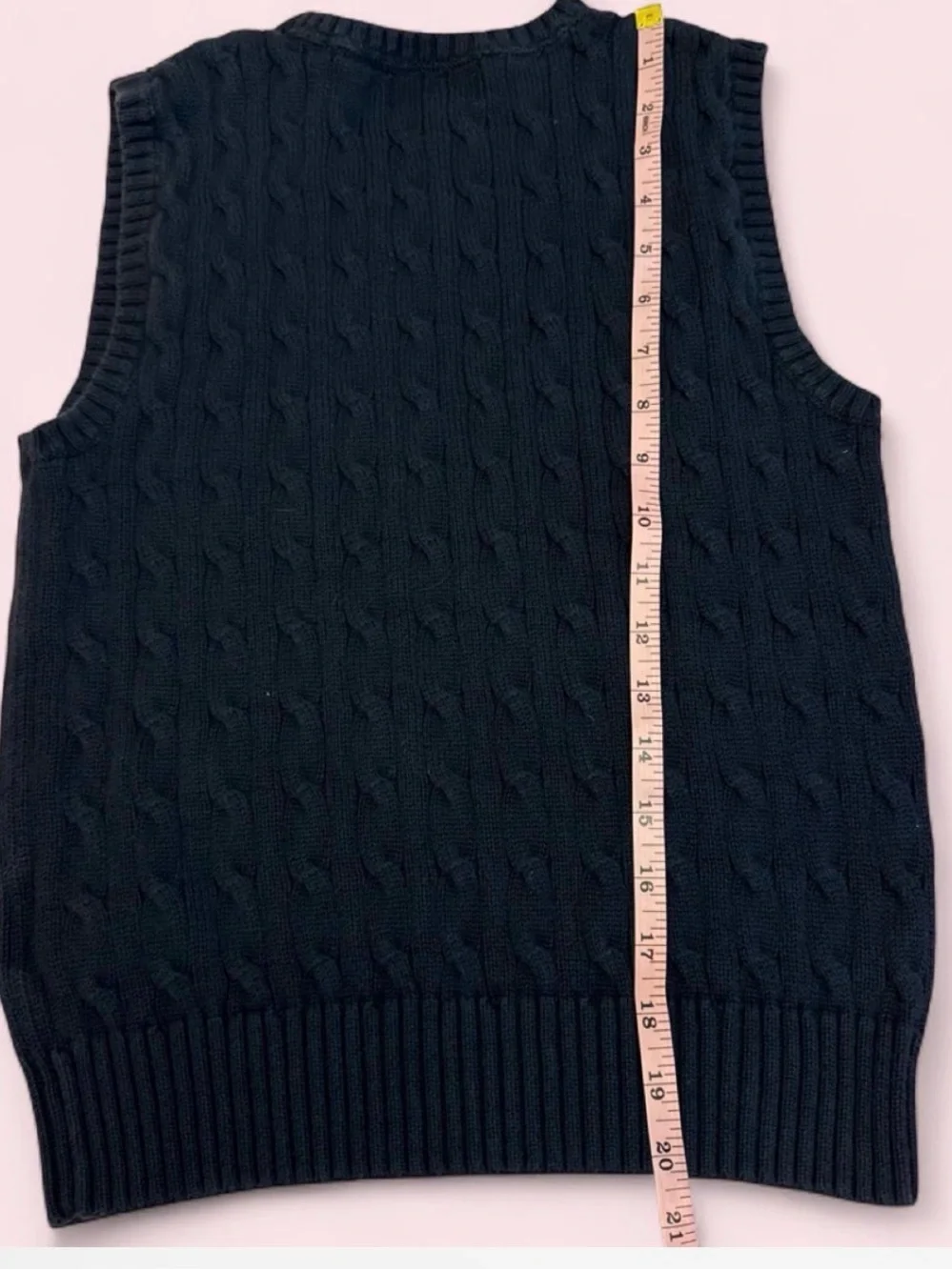 Polo by Ralph Lauren Navy Cable-Knit V-Neck Sweater Vest with Red Pony